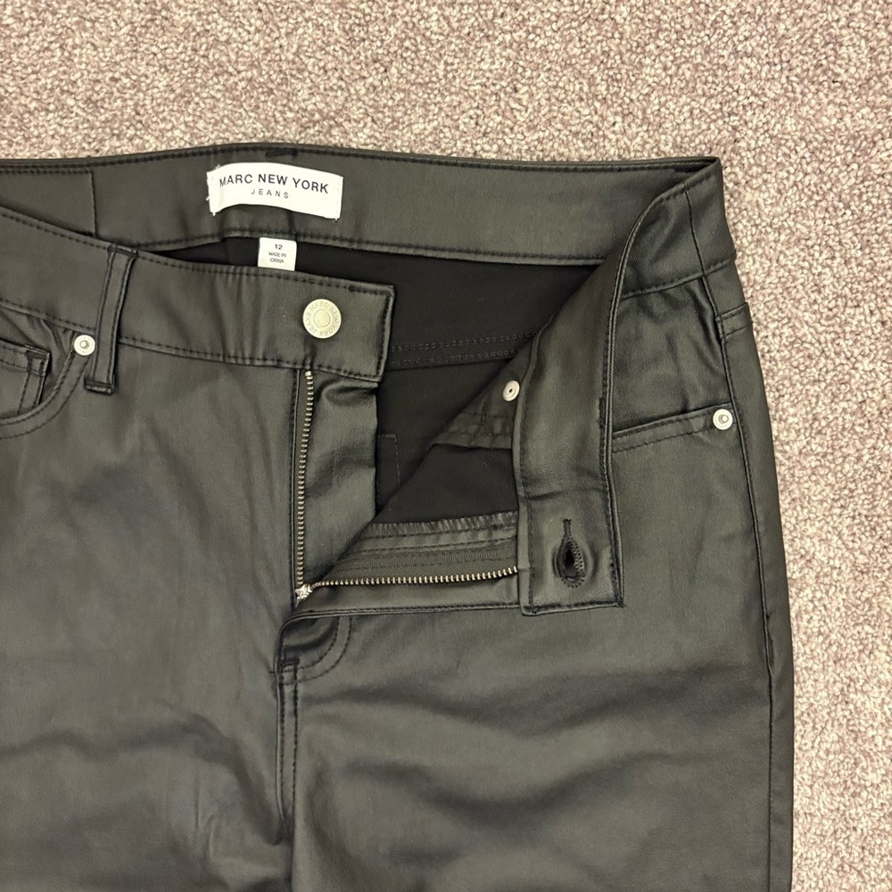 Marc New York Women's Skinny Ankle Jeans Size 12 Black Coated High Rise NWT $79 - Picture 4 of 16